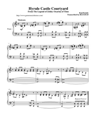 Thumbnail of first page of Hyrule Castle Courtyard piano sheet music PDF by The Legend of Zelda: Ocarina of Time.
