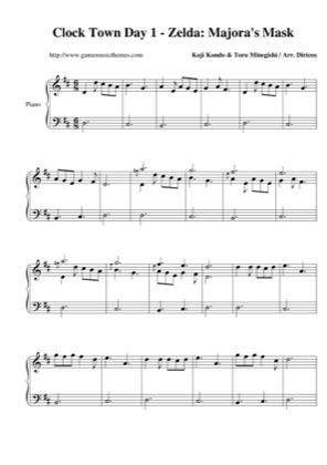 Thumbnail of first page of Clock Town: Day 1 piano sheet music PDF by The Legend of Zelda: Majora's Mask.