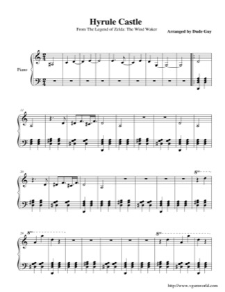 Thumbnail of first page of Hyrule Castle piano sheet music PDF by The Legend of Zelda: The Wind Waker.