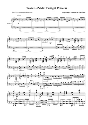 Thumbnail of first page of Trailer piano sheet music PDF by The Legend of Zelda: Twilight Princess.