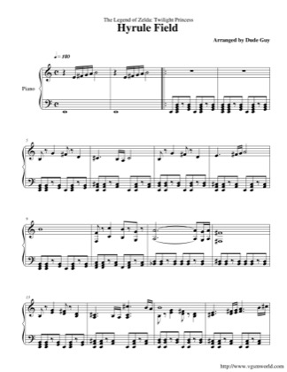 Thumbnail of first page of Hyrule Field piano sheet music PDF by The Legend of Zelda: Twilight Princess.