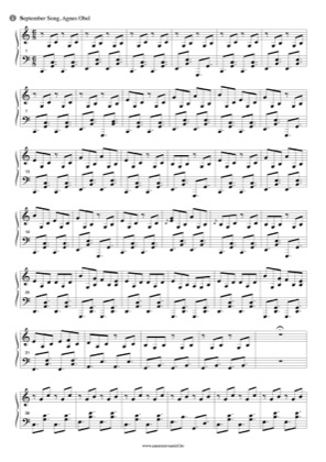 Thumbnail of first page of September Song piano sheet music PDF by Agnes Obel.