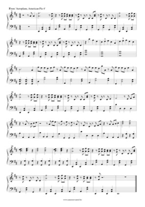 Thumbnail of first page of Aeroplane piano sheet music PDF by American Reunion.