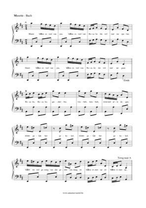 Thumbnail of first page of Musette in D Major piano sheet music PDF by Johann Sebastian Bach.