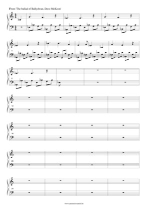 Thumbnail of first page of The Ballad of Ballydwan piano sheet music PDF by Dave McKeon.