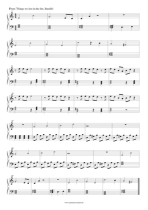 Thumbnail of first page of Things We Lost In The Fire piano sheet music PDF by Bastille.