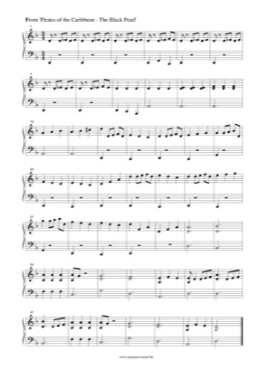 Thumbnail of first page of The Black Pearl piano sheet music PDF by Pirates of the Caribbean.