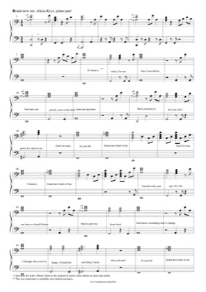Thumbnail of first page of Brand New Me piano sheet music PDF by Alicia Keys.