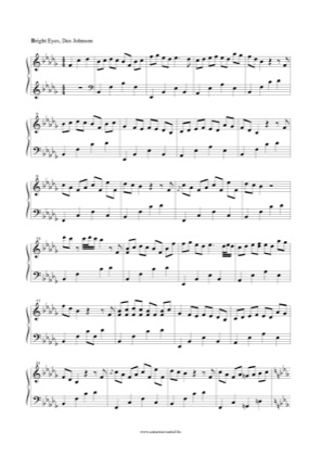 Thumbnail of first page of Bright Eyes piano sheet music PDF by Dax Johnson.