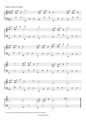 Thumbnail of first page of Cadenza piano sheet music PDF by Ludovico Einaudi.