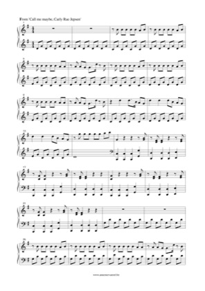 Thumbnail of first page of Call Me Maybe piano sheet music PDF by Carly Rae Jepsen.