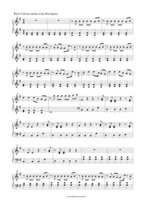 Thumbnail of first page of Call Me Maybe (Easy) piano sheet music PDF by Carly Rae Jepsen.