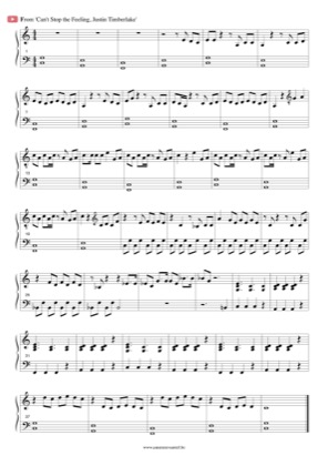 Thumbnail of first page of Can't Stop the Feeling (2) piano sheet music PDF by Justin Timberlake.