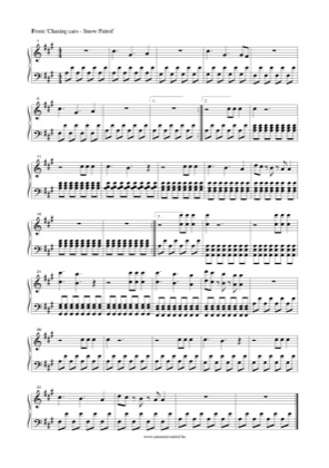 Thumbnail of first page of Chasing Cars piano sheet music PDF by Snow Patrol.