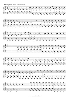 Thumbnail of first page of Chasing Stars piano sheet music PDF by Moux.