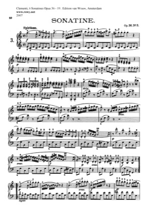 Thumbnail of first page of Sonatina Op.36 No.3 piano sheet music PDF by Muzio Clementi.