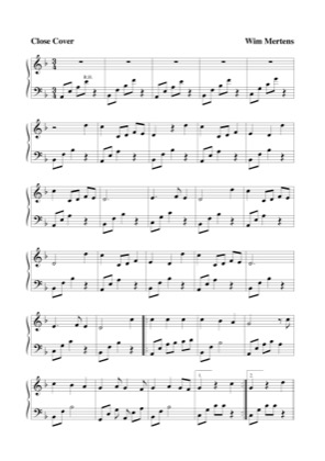 oleada Bonito Incompatible Close Cover - Wim Mertens Free Piano Sheet Music PDF
