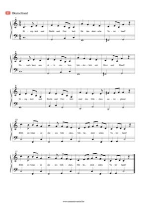 Thumbnail of first page of Deutschlandlied piano sheet music PDF by German National Anthem.