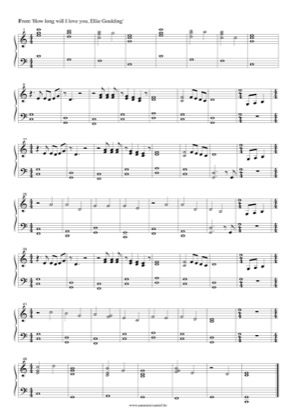 Thumbnail of first page of How long will I love you piano sheet music PDF by Ellie Goulding.