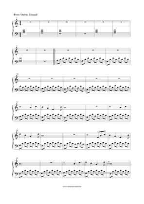 Thumbnail of first page of Ombre, Short Verison piano sheet music PDF by Ludovico Einaudi.