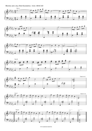 Thumbnail of first page of Eternity and a day piano sheet music PDF by Eleni Karaindrou.