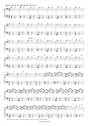 Thumbnail of first page of Europe, after the rain piano sheet music PDF by Max Richter.