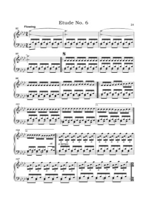 Thumbnail of first page of Piano Etude No.6 piano sheet music PDF by Philip Glass.