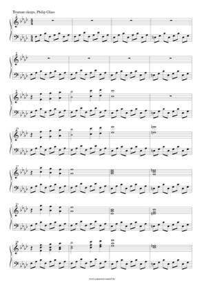Truman sleeps - Philip Glass Free Piano Sheet Music PDF