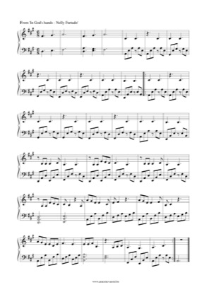 Thumbnail of first page of In God's hands piano sheet music PDF by Nelly Furtado.