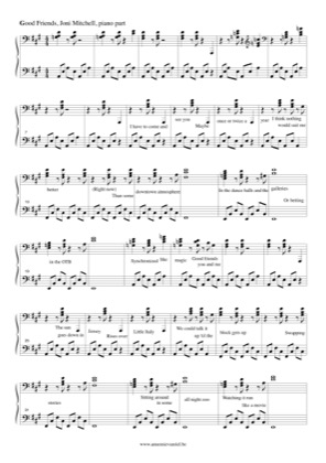 Thumbnail of first page of Good Friends piano sheet music PDF by Joni Mitchell.