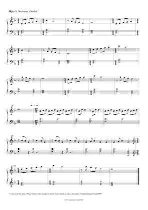 Thumbnail of first page of Opus 8, Nocturne piano sheet music PDF by Goshal.
