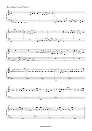 Thumbnail of first page of Happy (Easy) piano sheet music PDF by Pharrell Williams.