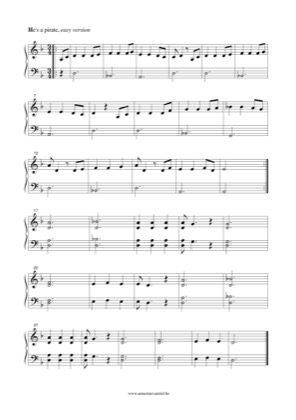 Thumbnail of first page of He is a pirate (Easy) piano sheet music PDF by Pirates of the Caribbean.