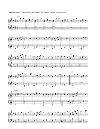 Thumbnail of first page of Hijo de la luna (short) piano sheet music PDF by Jose Maria Cano Andres.
