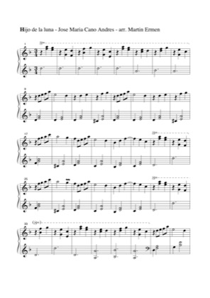 Thumbnail of first page of Hijo de la luna piano sheet music PDF by Jose Maria Cano Andres.