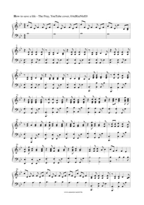 Thumbnail of first page of How to save a life (3) piano sheet music PDF by The Fray.