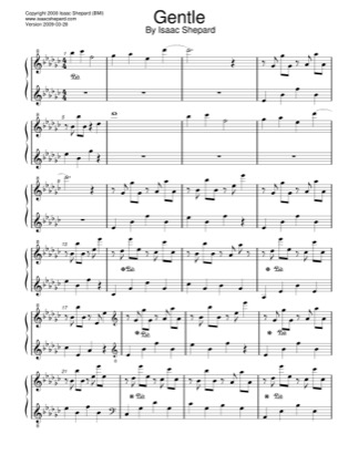 Thumbnail of first page of Gentle piano sheet music PDF by Isaac Shepard.