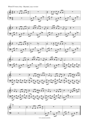 Thumbnail of first page of From If I were a boy (easy version) piano sheet music PDF by Beyoncé.