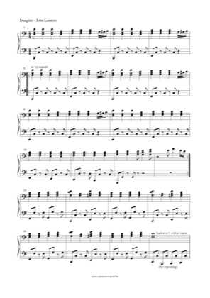 Thumbnail of first page of Imagine (3) piano sheet music PDF by John Lennon.