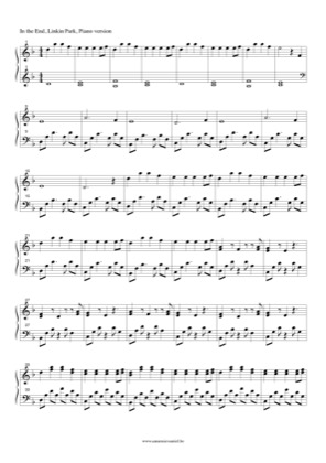 Thumbnail of first page of In the End (2) piano sheet music PDF by Linkin Park.