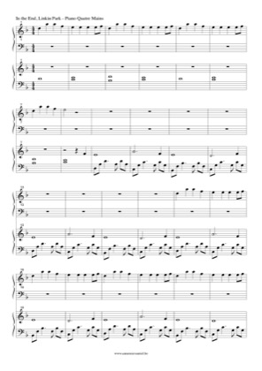 Thumbnail of first page of In The End 4Mains piano sheet music PDF by Linkin Park.