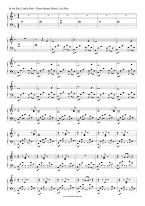 Thumbnail of first page of In The End Left piano sheet music PDF by Linkin Park.