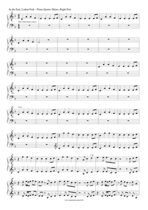 Thumbnail of first page of In The End Right piano sheet music PDF by Linkin Park.