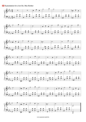 Thumbnail of first page of Lamentation For a Lost Life piano sheet music PDF by Max Richter.
