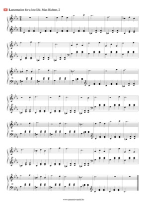 Thumbnail of first page of Lamentation For a Lost Life (2) piano sheet music PDF by Max Richter.