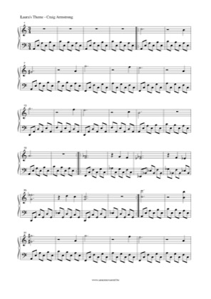 Thumbnail of first page of Laura's Theme piano sheet music PDF by Craig Armstrong.