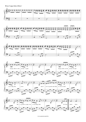 Thumbnail of first page of Lippy Kids piano sheet music PDF by Elbow.