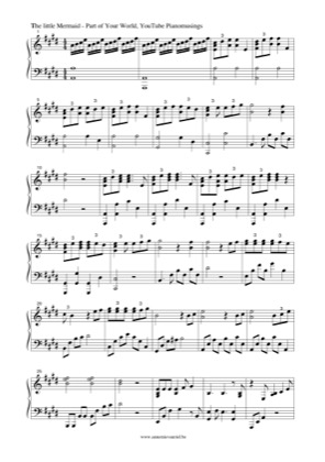 Thumbnail of first page of Part of Your World piano sheet music PDF by The Little Mermaid.