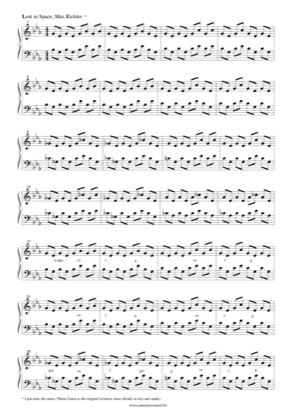 Thumbnail of first page of Lost in Space piano sheet music PDF by Max Richter.