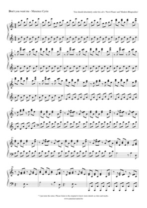 Thumbnail of first page of Don't you want me piano sheet music PDF by Maxence Cyrin.